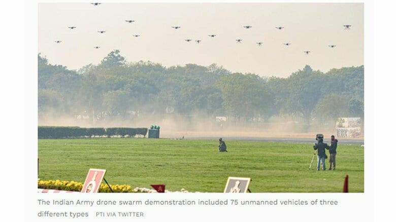 2021年1月に行われたインド陸軍によるドローンの模擬作戦（[Forbes]電子版より）