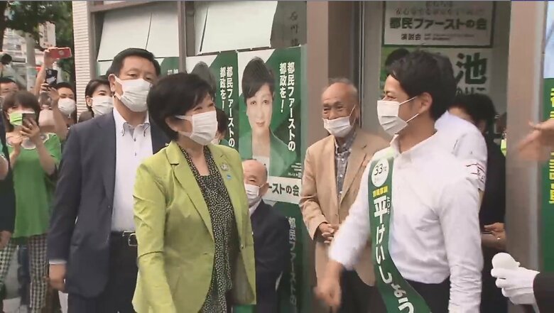 都民ファーストの会候補者を応援する小池都知事　7月3日
