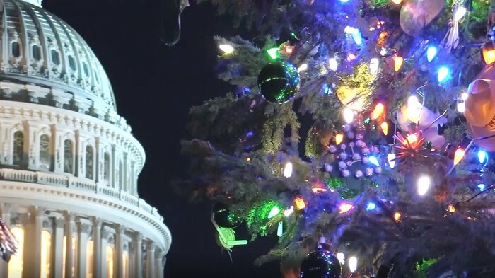 米連邦議会議事堂とイルミネーション