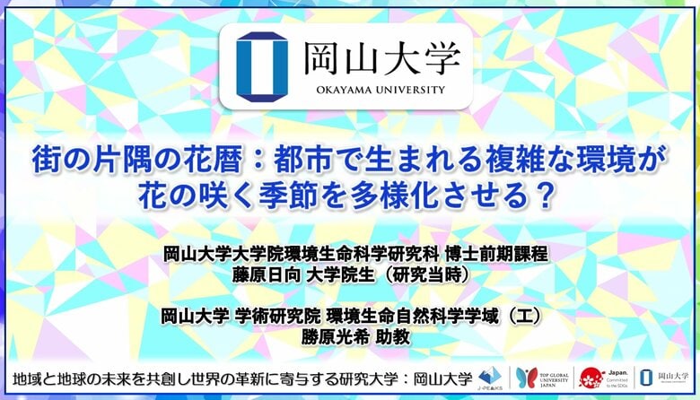 【岡山大学】街の片隅の花暦：都市で生まれる複雑な環境が花の咲く季節を多様化させる？