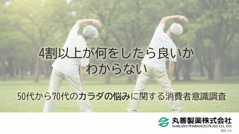 4割以上が何をしたら良いかわからない -50代から70代のカラダの悩みとその対策についての調査を実施-