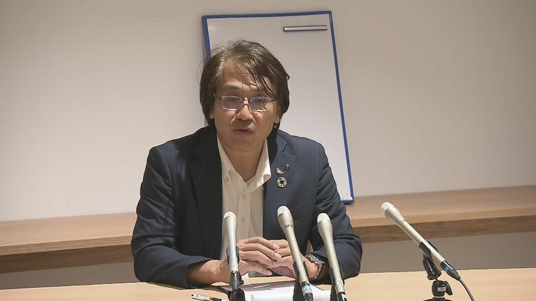 5日に行われた会見（大分ホーバードライブの小田典史社長）