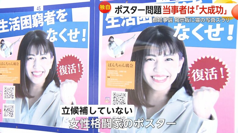 掲示板に貼られた女性格闘家のポスター