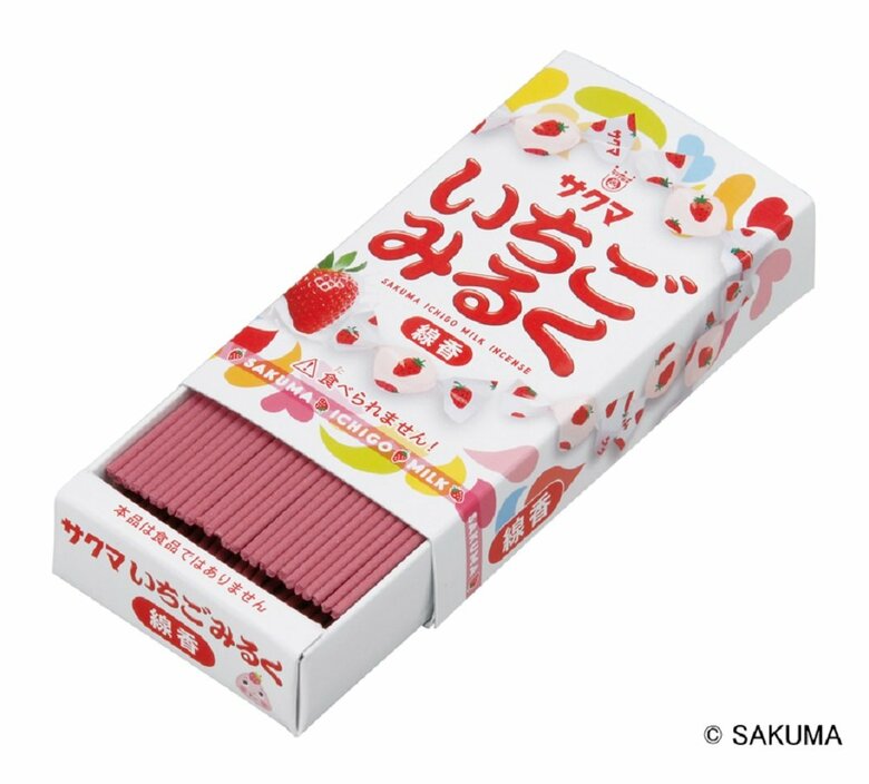 いちごみるく　ミニ寸線香（提供：カメヤマ株式会社）
