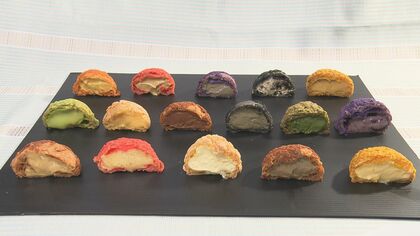 全部違う中身で16種類…カラフルさにひかれるシュークリームの専門店 迷いに迷って注文が増えていく客も