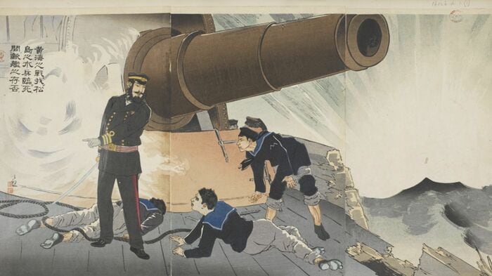 黄海海戦を描いた版画　大英図書館所蔵