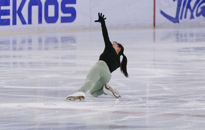 フリーの練習をする樋口