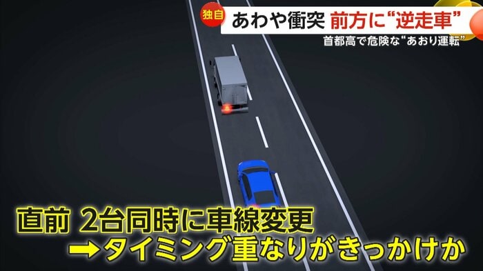 直前の車線変更のタイミングが重なった2台（イメージ）