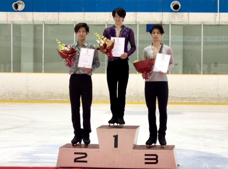 シニア男子の表彰台（中部選手権）