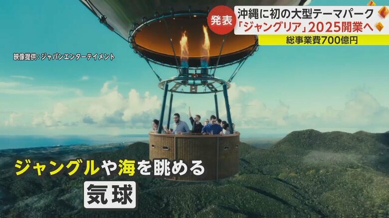 広大なジャングルや海の景色を上空から眺める気球