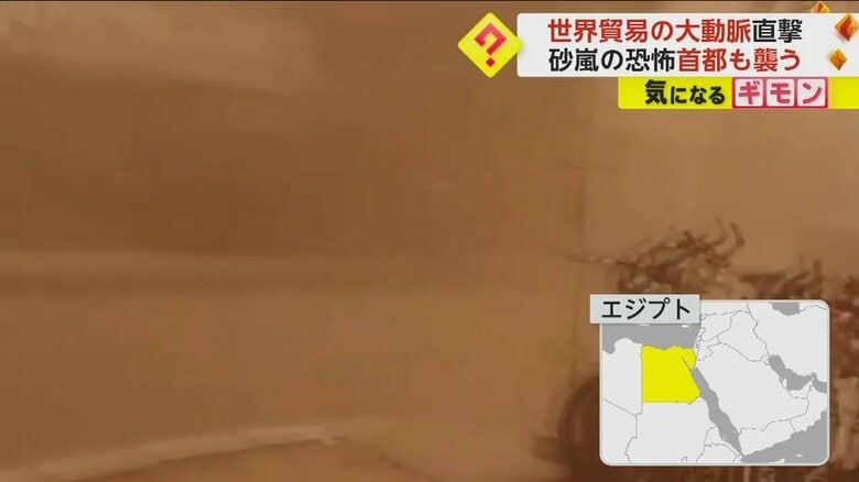 一面砂嵐に覆われている街（IHA）