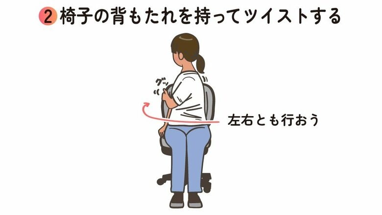 椅子の背もたれを利用してツイストしてみよう