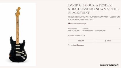 伝説的ロックバンド「ピンク・フロイド」のギルモアさん愛用“ブラック・ストラト”　ギター史上最高額の23億円で落札
