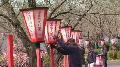 さくらまつりの季節が到来！津山市の“サクラの名所”鶴山公園で夜桜を彩る「ぼんぼり」の取り付け【岡山】