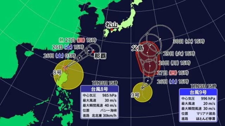 台風８号が北上中　愛媛も南予ですでに「にわか雨」「高波」途中で熱帯低気圧になる予想【愛媛】｜FNNプライムオンライン