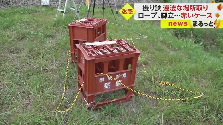 河川周辺での場所取りは禁止されているが…