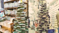 古書店の“本のクリスマスツリー”が話題…芸術的な積み上げ方の工夫を書店員に聞いた