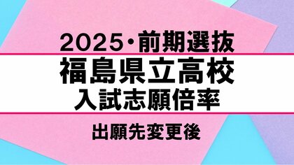 【全掲載】福島県立高校入試・前期選抜　出願先変更後　志願倍率まとめ　全日制全体の倍率は1倍を下回る　福島高校は1.16倍　安積高校は1.12倍
