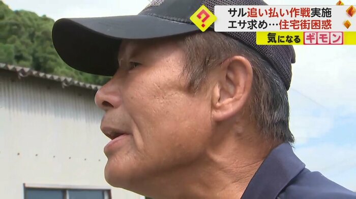 サルが近くにいるか確認するために叫ぶ職員