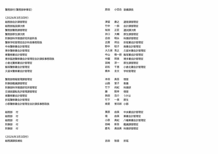 福岡県警　人事異動（20/23）