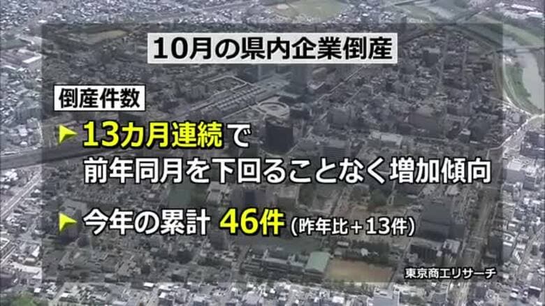 福井県内の企業倒産　今年10月まで46件で前年を13件上回る　「政府の迅速な対応や金融機関の支援が必要」　東京商工リサーチ｜FNNプライムオンライン