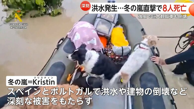 スペインとポルトガルで洪水や建物の倒壊など、深刻な被害をもたらした冬の嵐Kristin