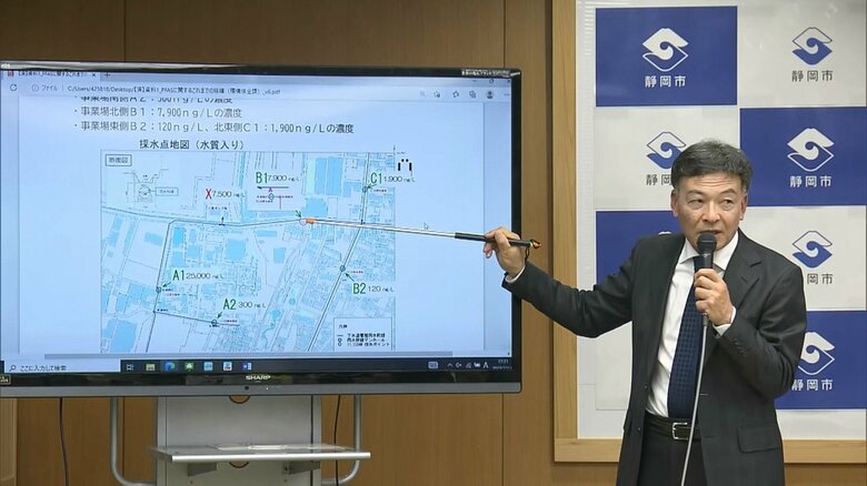 調査結果を説明する静岡市・難波市長（12月12日）