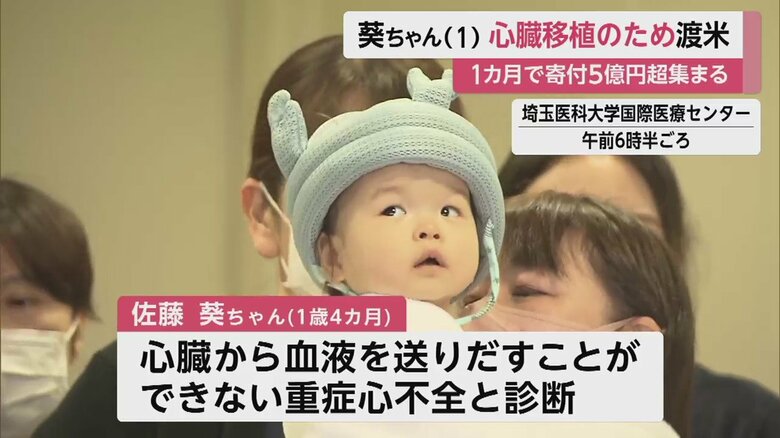 きょとんとした表情で母親に抱かれる葵ちゃん