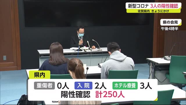 新型コロナウイルス3人陽性確認 佐賀県16日から17日にかけ