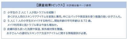 【ファンケル】～小学生の肌に関する実態調査～　小学生の2人に1人が肌トラブルを経験！5人に1人が「普段からメイク」をし、そのうち約8割が肌トラブル経験