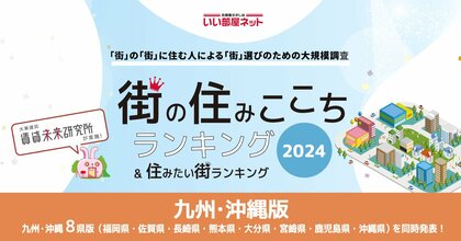 いい部屋ネット「街の幸福度 & 住み続けたい街ランキング2024<大分県版>」(街の住みここちランキング特別集計)発表