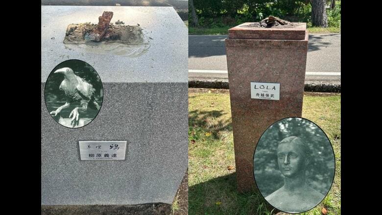 「あるはずのブロンズ像がない」高田城址公園の“ブロンズ像”2基盗まれる…警察は窃盗事件として捜査 新潟・上越市｜FNNプライムオンライン