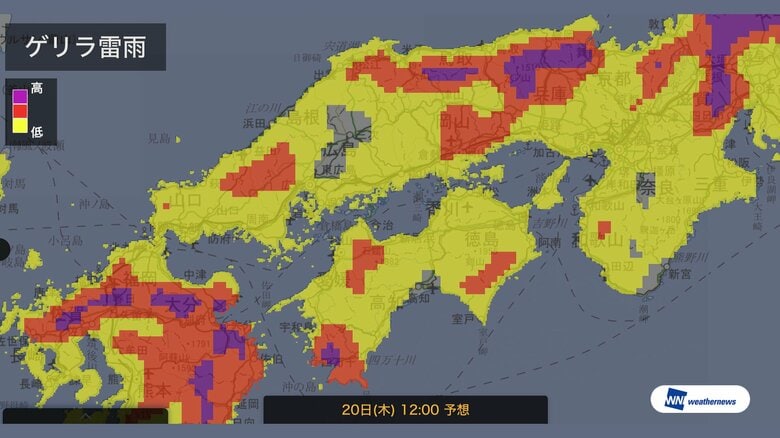 【中四国・近畿】広い範囲で《ゲリラ雷雨》の恐れも　あす２０日は天気急変に注意｜FNNプライムオンライン