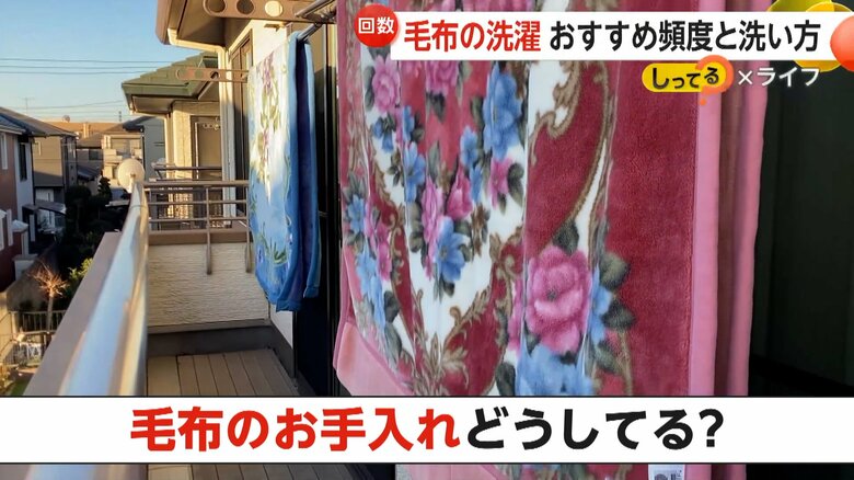 【解説】毛布を自宅の洗濯機で洗う際のポイントは？専門家「汚れ部分を下側に」「事前に水と洗剤混ぜる」干す時は椅子2脚を使用【しってる？】｜FNNプライムオンライン