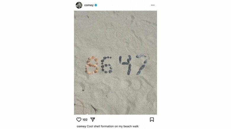 トランプ大統領政敵”の元FBI長官をまた起訴　「86 47」に並べた貝殻写真「大統領への脅し」と判断　元長官は否定｜FNNプライムオンライン