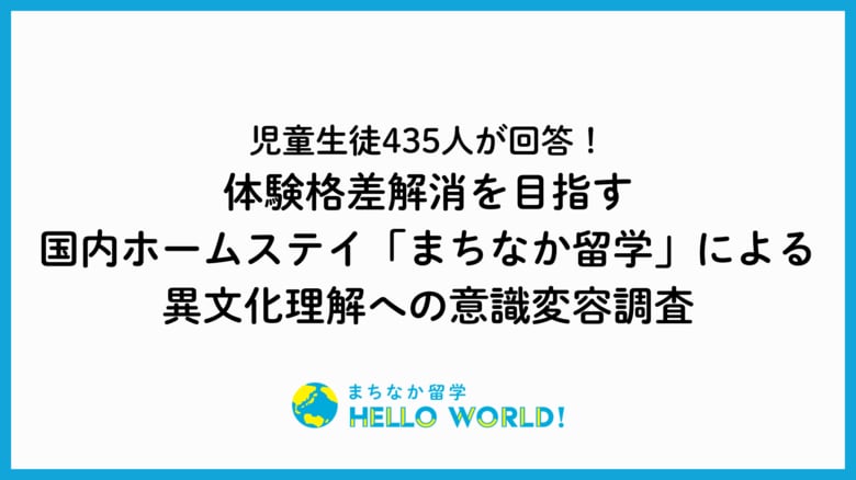 体験格差の解消への貢献を目指す、日本在住外国人宅でのホームステイ体験サービス「まちなか留学」による意識変容調査