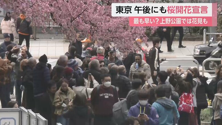 一方、桜の名所である上野公園では、「花見」を楽しむ人が･･･