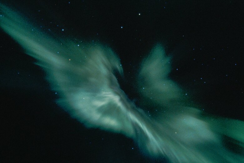 コロナ状オーロラ（提供：国立極地研究所）