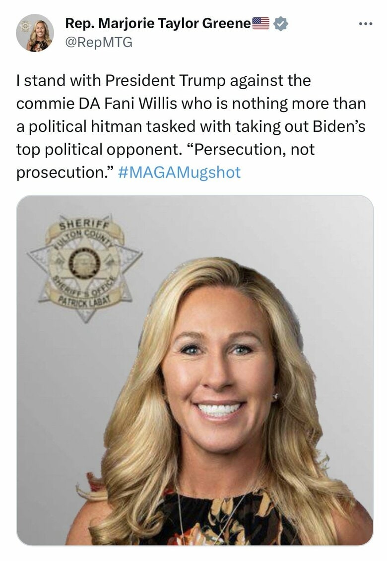 マージョリー・テイラー・グリーン議員が「X」でトランプ氏に賛同