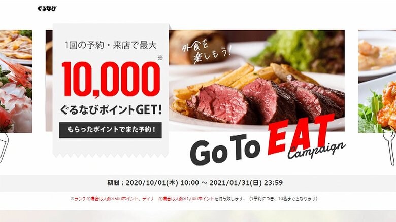 GoToイート 9日間で558万人 ポイント付与49億円に