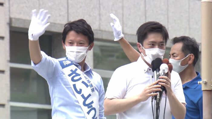 斎藤知事と吉村共同代表 2021年の知事選