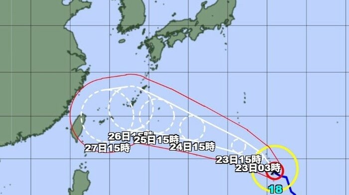 台風18号の進路予想図　気象庁HPより