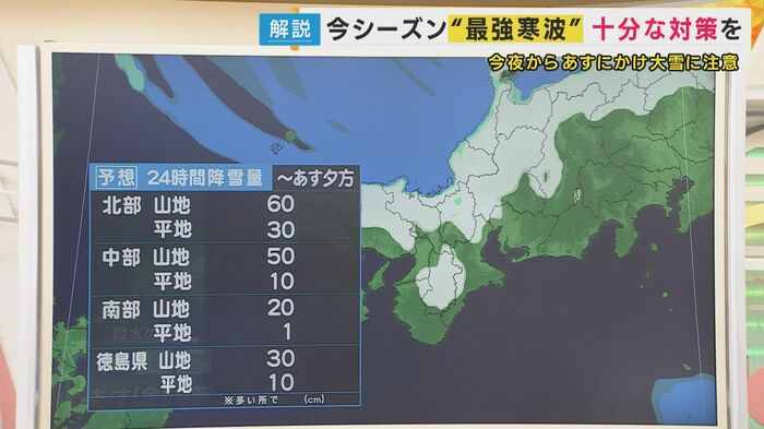 予想される雪の量