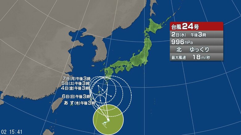 台風24号の進路予想図