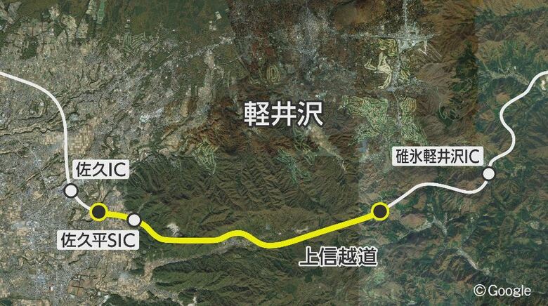 上信越道上り線　佐久インターから碓氷軽井沢インター間の約10キロ