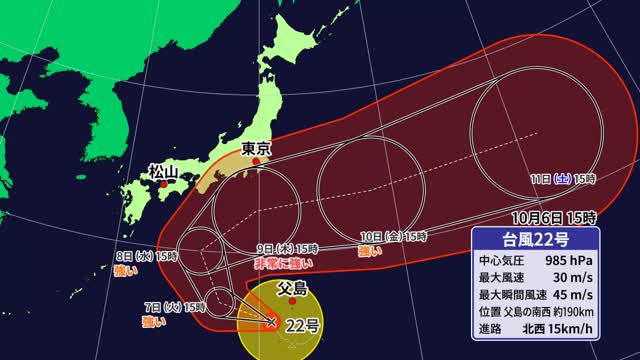 台風２２号が四国沖で“急カーブ”予想　愛媛には８日～９日頃に最接近か　強風に注意を【愛媛】