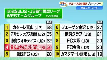 最終戦で痛恨の失点…高知U、J3金沢に0対2で敗北　地域ラウンド4位でプレーオフへ