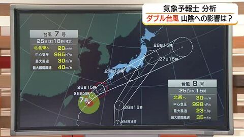 ダブル台風＋梅雨前線　山陰は26日も断続的に雨…27日関東直撃の恐れで公共交通機関への影響に注意を