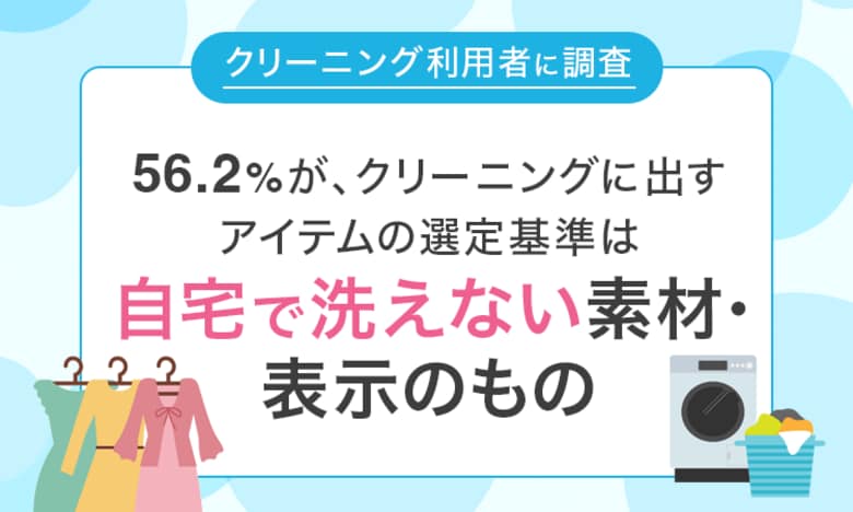 【クリーニング利用者に調査】56.2%が、クリーニングに出すアイテムの選定基準は「自宅で洗えない素材・表示のもの」