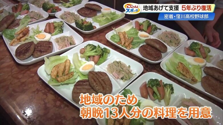 芝晶代さんが用意した部員13人分の料理